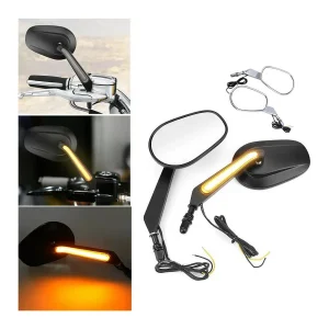 Espelhos Retrovisores LED Pisca Harley-Davidson Preto/Cromado