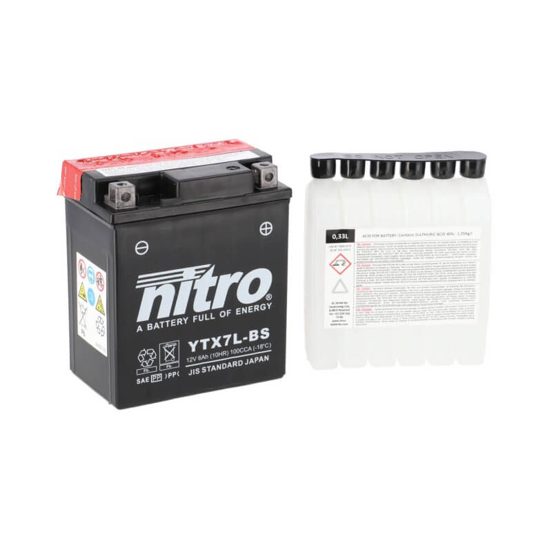 Bateria NITRO NTX7L-BS 12V 6Ah - AGM Selada para Moto