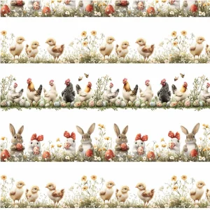 Tecido Decoração Policanvas Barras Animais Páscoa
