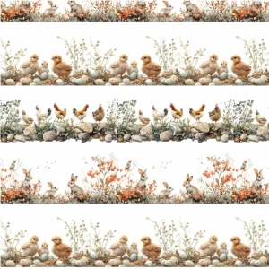 Tecido Decoração Policanvas Barras Animais Páscoa
