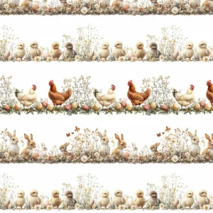 Tecido Decoração Policanvas Barras Animais Páscoa