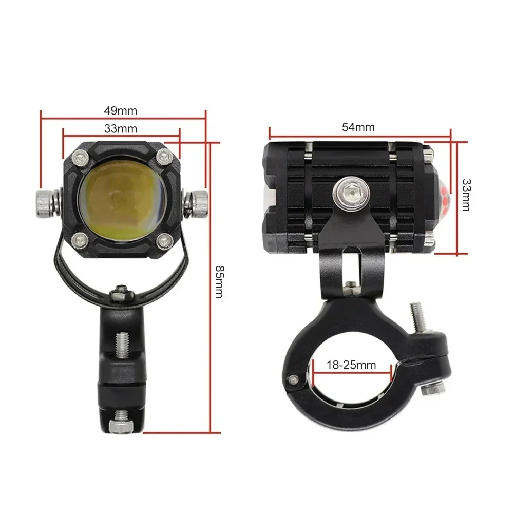 Par de Faróis Auxiliares Bifocais LED - 3 Cores (Branco/Amarelo/Vermelho) - Image 9