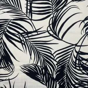 Linho Viscose Big Leaves – Preto