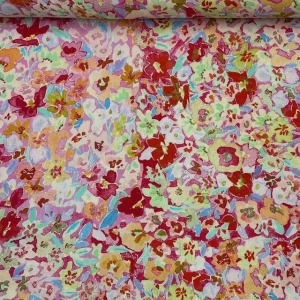 Linho Viscose Happy Flowers – Rosa