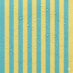 Tecido Nylon Impermeável Riscas 2cm Turquesa e Amarelo Claro
