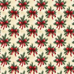 Tecido Decoração Policanvas Natal Azevinho e Laço
