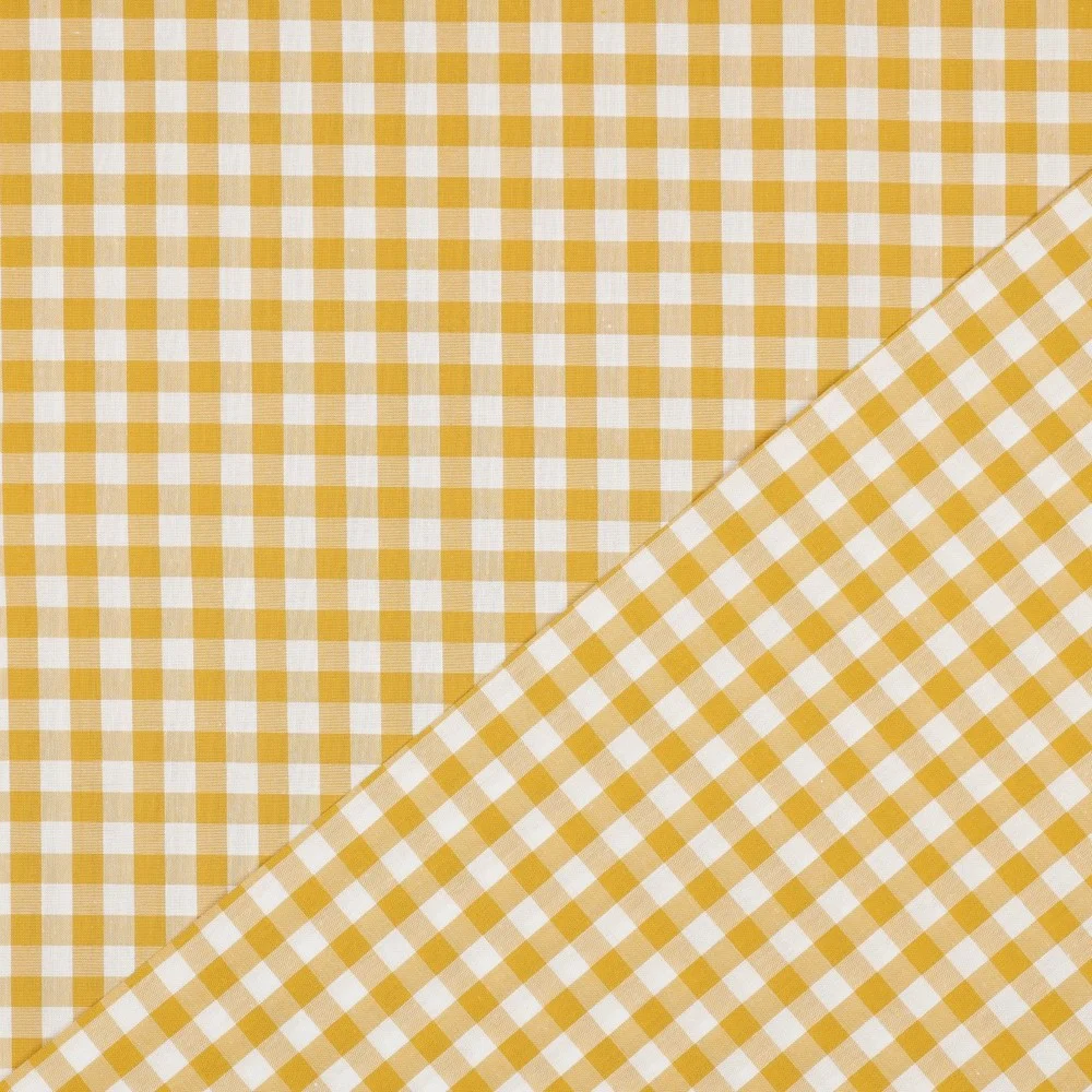 Popeline Fio Tinto Xadrez – Amarelo Ouro e Branco 9 mm - Image 3