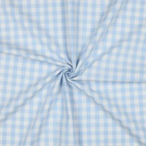 Popeline Fio Tinto Xadrez – Azul Claro e Branco 9 mm