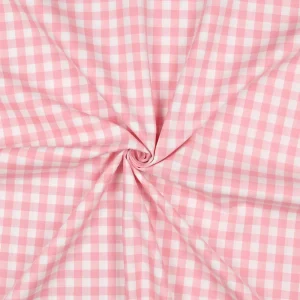 Popeline Fio Tinto Xadrez – Rosa Claro e Branco 9 mm