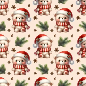 Tecido Popeline Natal Ursinho – Cru