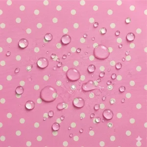 Tecido Nylon Impermeável Bolas 1cm Rosa e Cru