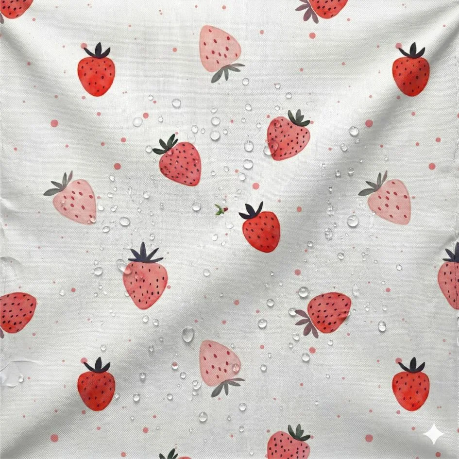 Tecido Nylon Impermeável Morangos – Branco - Image 2