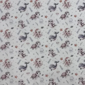 Tecido Popeline Animais Marinhos