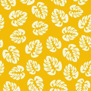 Tecido p/ Calções de Banho Tactel Folhas – Amarelo